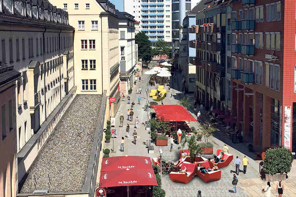 Die Innere Klosterstraße soll sich zwischen Theaterstraße und Johannis-Kirche
zur Kneipenmeile mausern. Sechs neue Lokale und Bänke zum Chillen sollen entstehen.