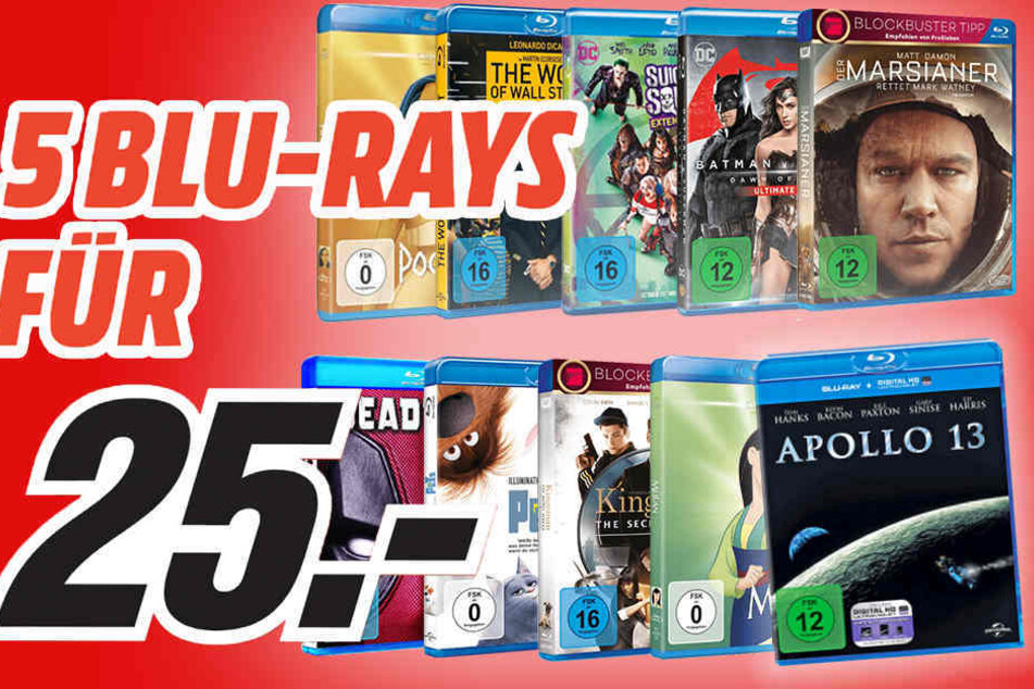 Wählt aus dem großen Sortiment fünf Blu-Rays und zahlt nur 25 Euro!