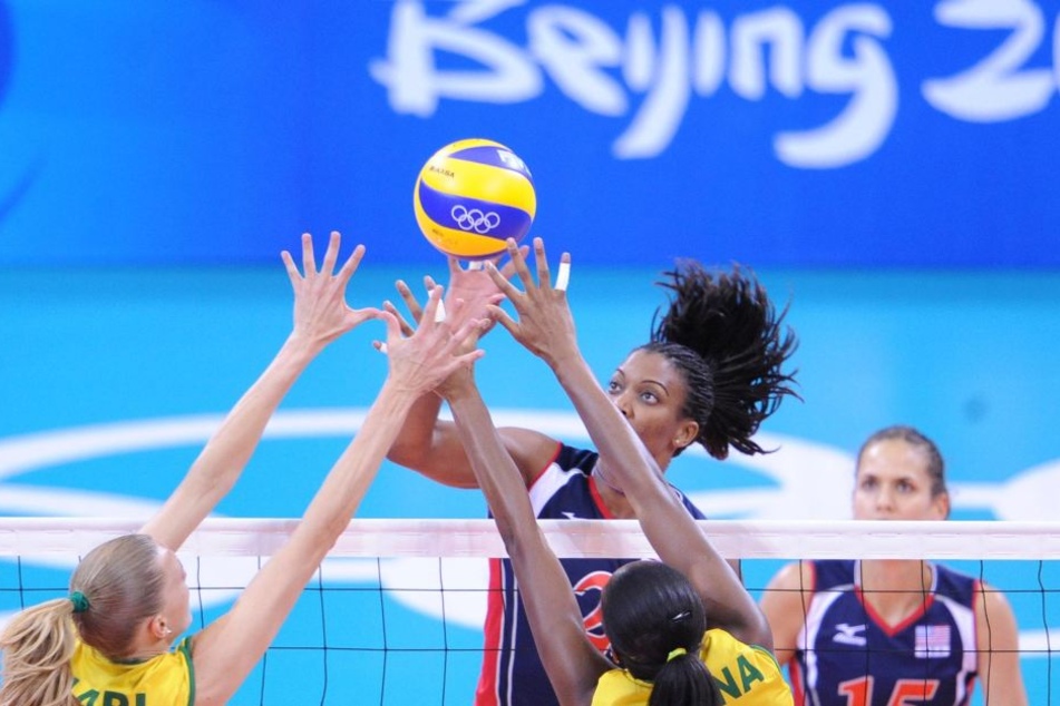 Danielle Scott-Arruda im Olympischen Finale 2008 in Peking gegen Brasilien. Die USA unterlagen mit 1:3.