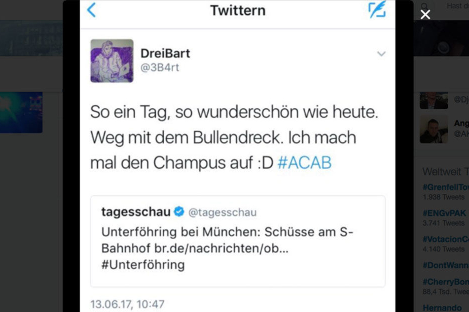 "Weg mit dem Bullendreck", twitterte Thomas Goede.