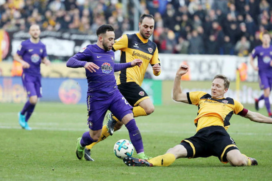 Calogero Rizzuto (l., gegen Dresdens Marco Hartmann) kam an seine Form des Frühjahres noch nicht wieder heran.