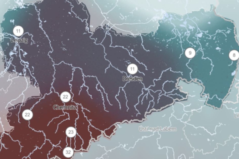 Vor allem in Südwestsachsen wird es am Samstag ordentlich schütten. Nord-, Mittel- und Ostsachsen bleiben dagegen weitestgehend verschont.