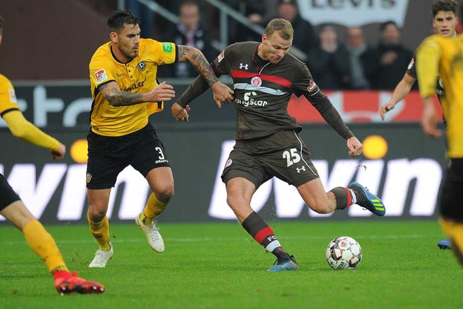 Kennen sich aus dem Effeff: Bereits zum siebten Mal trafen Dynamos Verteidiger Dario Dumic und Pauli-Angreifer Henk Veerman als Gegner aufeinander.