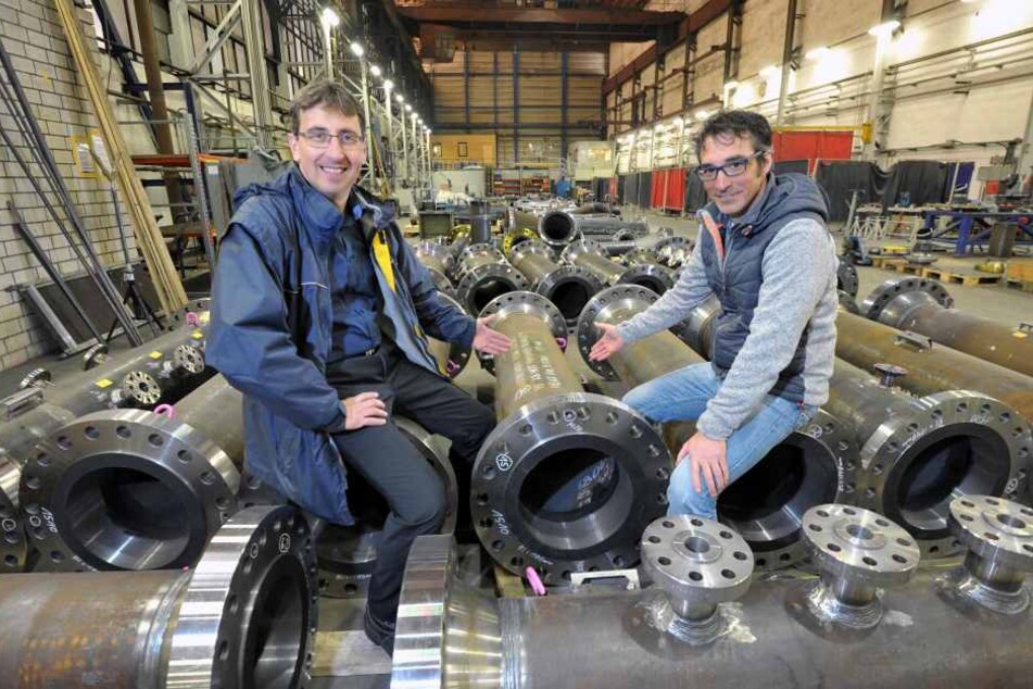 Seit zehn Jahren erfolgreich: die Astra Industrieanlagen GmbH, hier die
Geschäftsführer René Kunz (42, l.) und Stephen Larimore (44).
