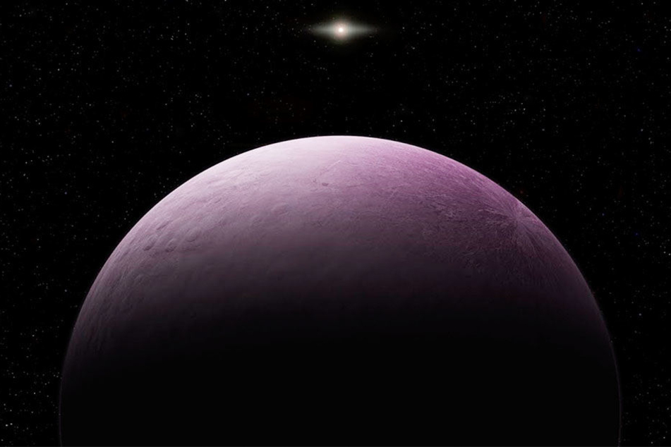 Die von der Carnegie Institution for Science zur Verfügung gestellte Illustration soll den Zwergplaneten, der vorläufig "2018 VG18" getauft wurde und den Spitznamen "Farout" trägt, darstellen.