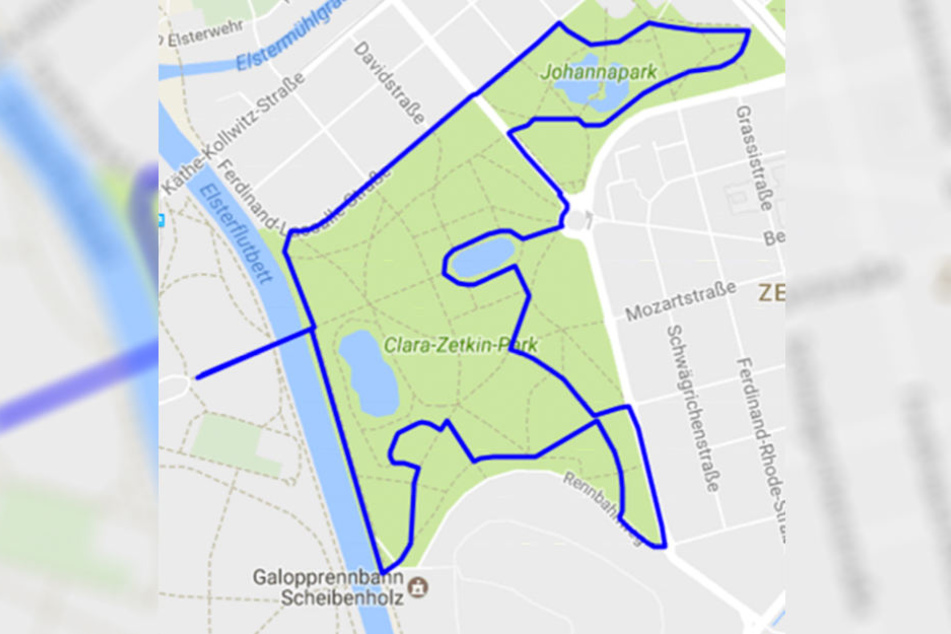 Die Strecke führt die Läuferinnen um den Clara-Zetkin-Park.