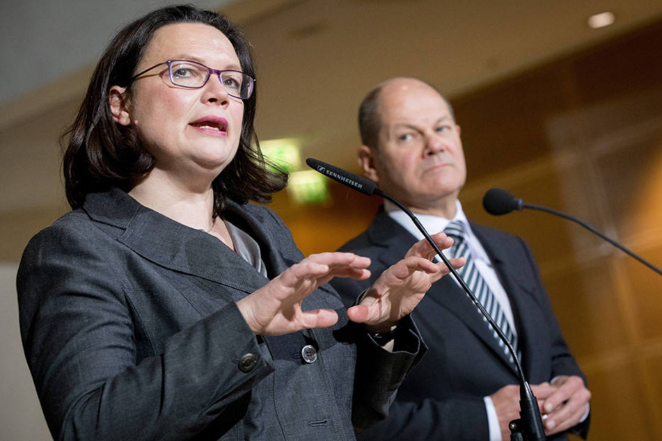 Andrea Nahles und Olaf Scholz im Berliner Willy-Brandt-Haus.