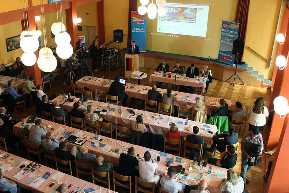 AfD-Abgeordnete (hier bei einem Landesparteitag) sollen Kontakte zu einem russischen Spion unterhalten (Symbolbild).