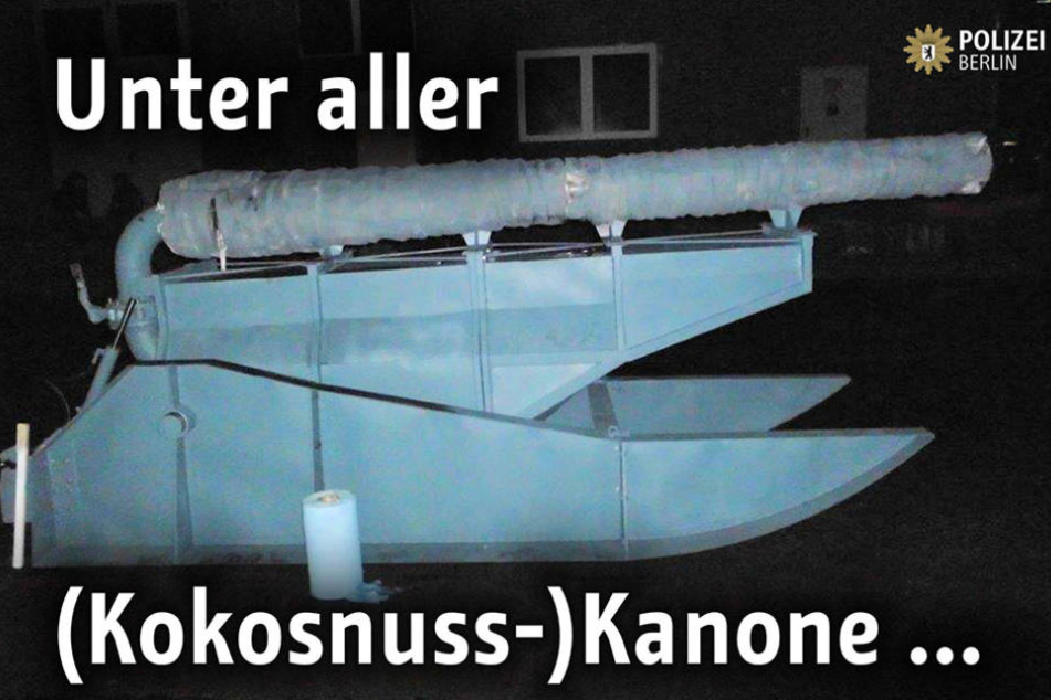 Mit dieser Kokosnuss-Kanone schossen Berliner Studenten auf einen Mann, der mit seinem Hund gassi ging.