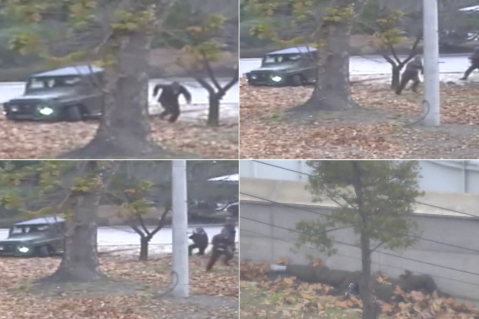 Die Bilder einer Überwachungskamera zeigen den Fluchtversuch eines Nordkoreanischen Soldaten an der Grenze zu Südkorea .