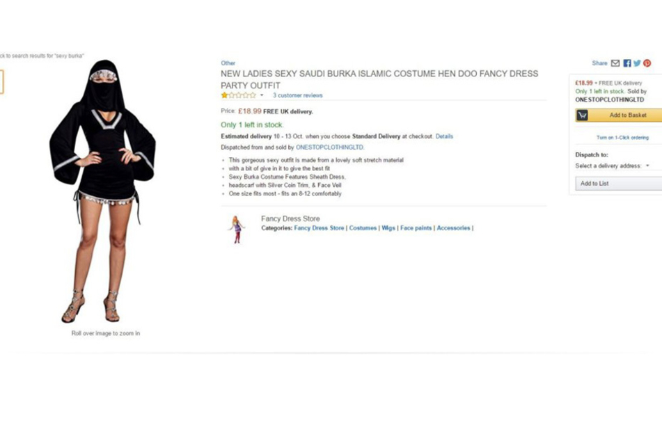Amazon empört seine Kunden weltweit mit diesem sexy Burka-Kostüm.