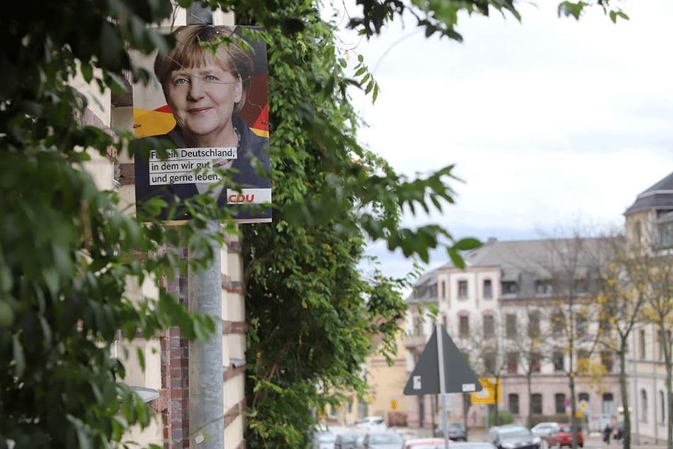 Bundeskanzlerin abzuholen: Ein CDU-Bild im Ortsteil Hilbersdorf.