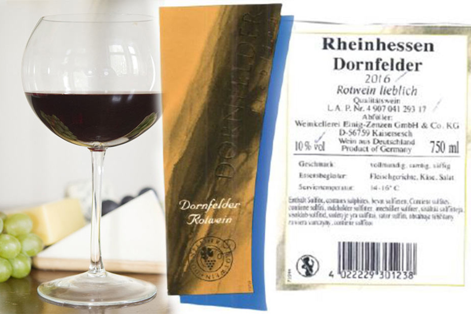 Betroffen ist der 2016 Rheinhessen Qualitätswein Dornfelder lieblich, 750 ml, 10,0 %vol.