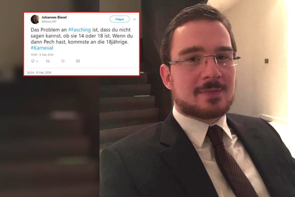 Der saarländische AfD-Mann Johannes Biesel mit seinem Posting zum Thema Karneval. Mittlerweile hat er den Ausgangs-Beitrag gelöscht.