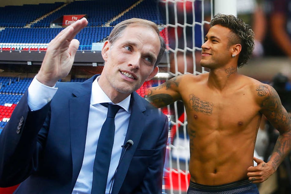 PSG-Trainer Thomas Tuchel (l.) darf entscheiden, ob Neymar (r.) bleibt oder abgegeben wird.
