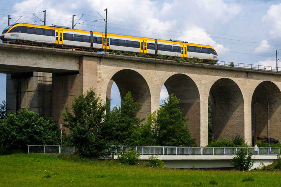 Das Viadukt in Bielefeld ist eine beliebte Route, über die hier gerade eine Regionalbahn in NRW fährt. (Symbolbild)