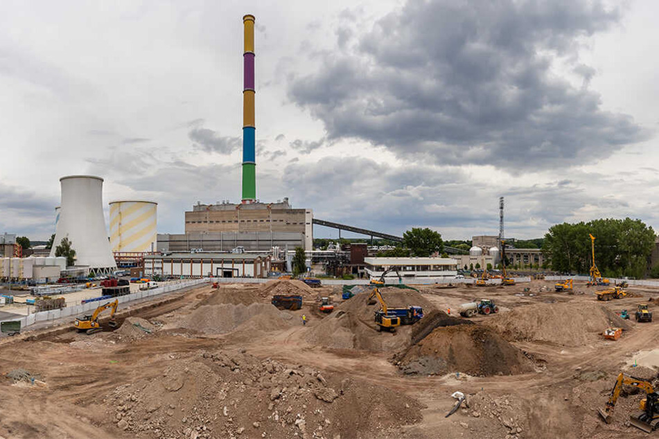 Blick über die aktuelle Baustelle am Heizkraftwerk Nord.