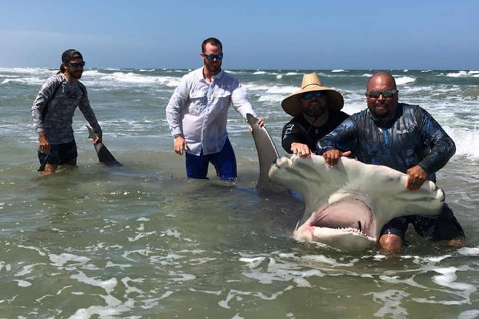 Hier posiert Poco Cedillo noch stolz mit seinem Fang. Doch womit er nicht gerechnet hatte: Das Tier verendete am Strand.