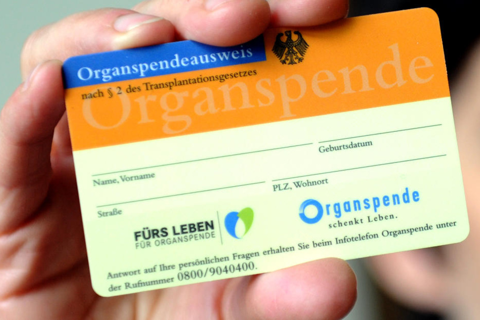 Ein Organspendeausweis wird in der Hand gehalten.