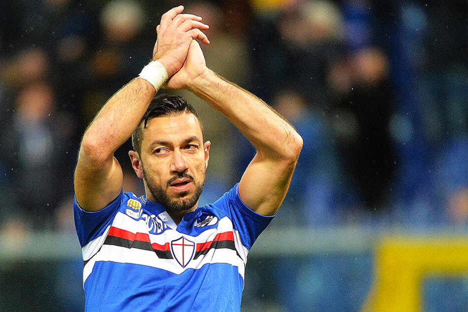 Auch Italiens Fußball-Legende Fabio Quagliarella erzielte für seine Mannschaft Sampdoria Genua in Florenz einen Doppelpack.