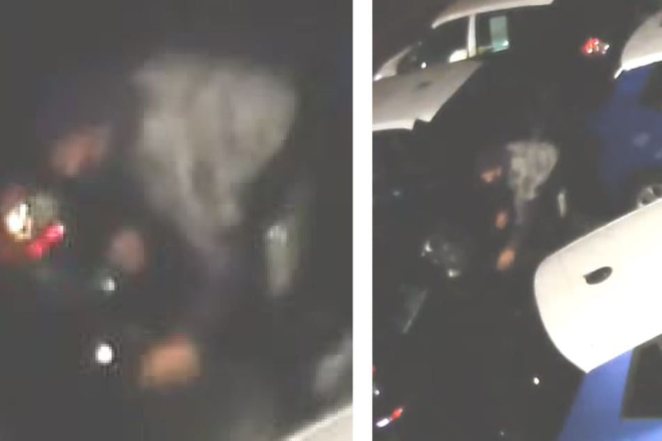 Ein Täter rollt die vier Räder vom Auto weg. Möglich, dass der oder die Diebe aus Polen kamen.