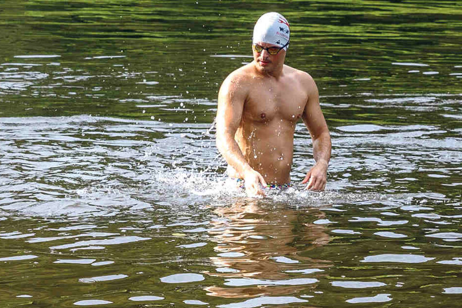 Joseph Heß (30) beim
Start in Bad Schandau.
