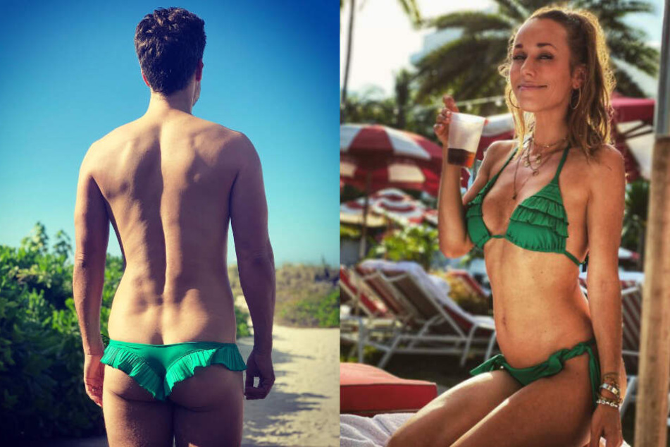 Wer trägt es besser? Das grüne Höschen kommt den Fans bekannt vor. (Bildmontage)