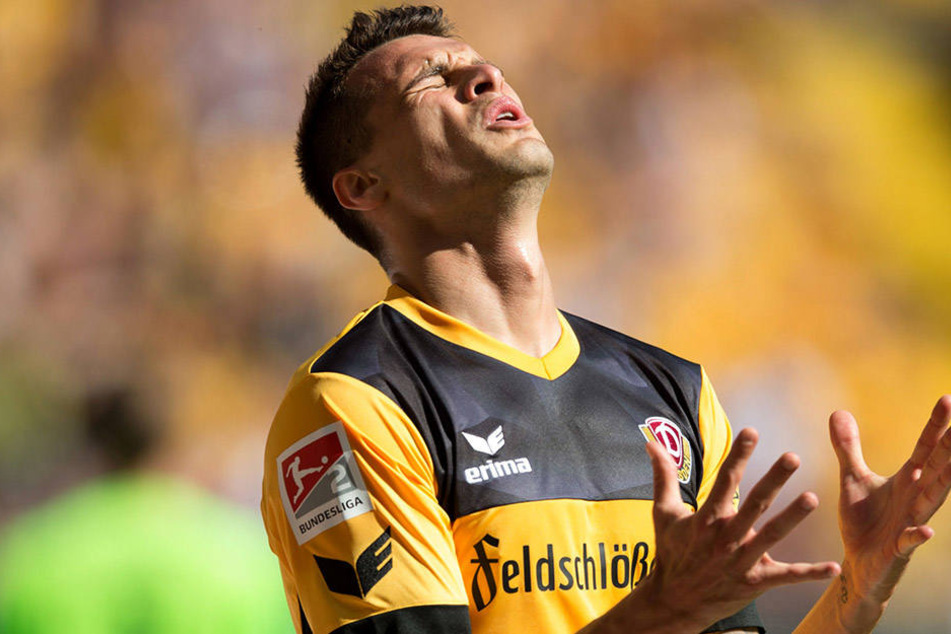Philip Heise (26) hadert während der Dynamo-Niederlage gegen Union Berlin mit sich.