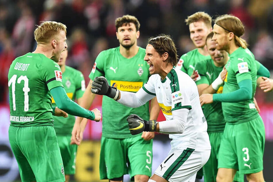 Die Erleichterung steht den Spielern von Borussia Mönchengladbach nach dem 1:0-Zittersieg beim 1. FSV Mainz 05 ins Gesicht geschrieben.
