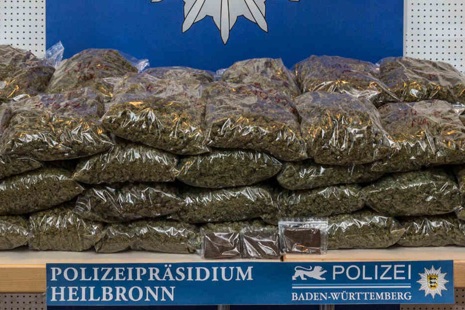 Das sichergestellte Marihuana im Polizeipräsidium Heilbronn.