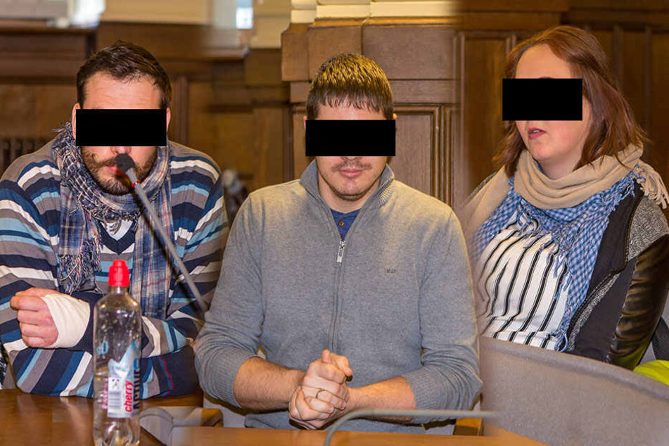 Die Angeklagte: Tobias K., Martin K. und Jasmin H. (v.l.n.r.)