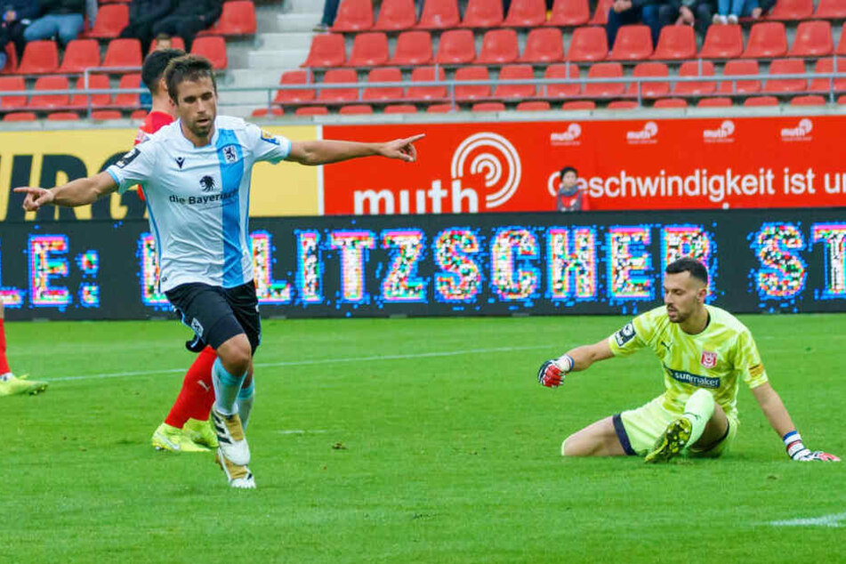 Stefan Lex schießt den TSV 1860 München mit seinem 2. Saisontor in Führung.