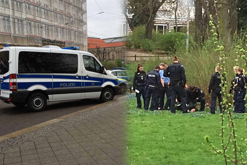 In dem kleinen Park hinter der Oper rastete der Mann aus. Die Polizei nahm ihn vorläufig fest.