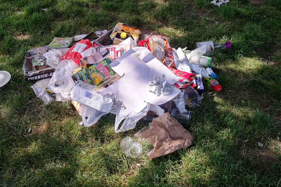 Kein seltener Anblick in Leipzigs Parks: Müllberge.