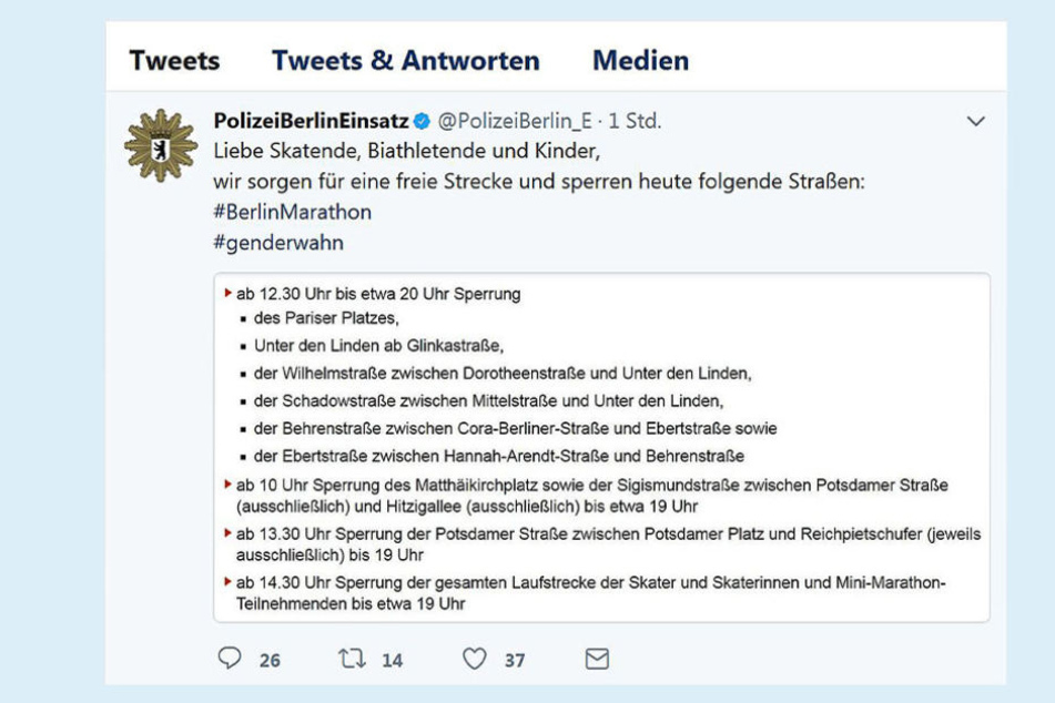 Den Tweet mit dem fraglichen Hashtag löschte die Polizei wieder.