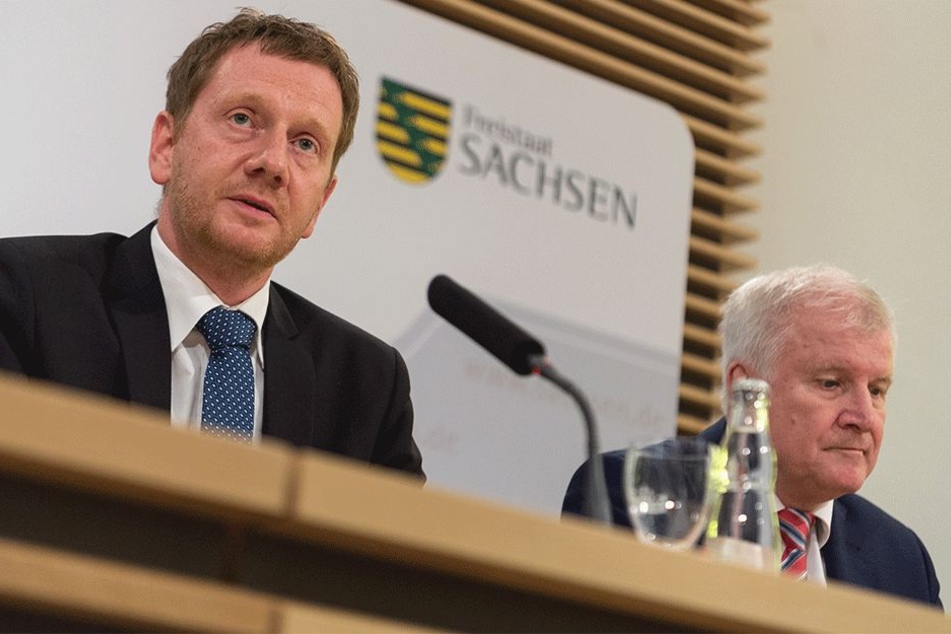 Michael Kretschmer (43, CDU) begrüßte Horst Seehofer (68, CSU).