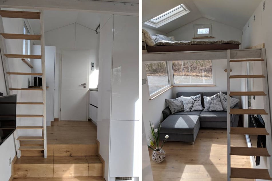 Die "Tiny Houses" bieten zwei Etagen. Im unteren Bereich befinden sich Wohnzimmer, Bad und Küche.