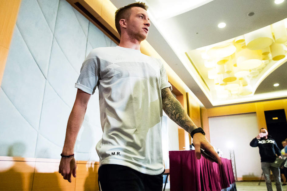 Marco Reus war neben Thomas Müller auf der Pressekonferenz zur Statistenrolle verdammt und kam nur selten zu Wort, traf dann auch keine nachhaltigen Aussagen.