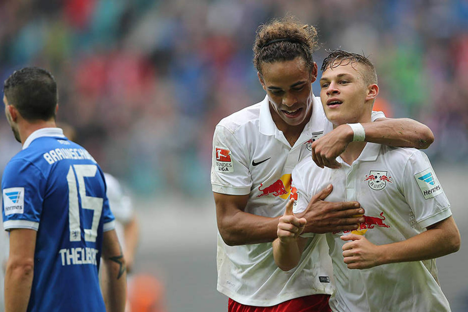 Beim Spiel der Leipziger gegen Braunschweig im September 2014 jubelten Poulsen und Kimmich noch zusammen.