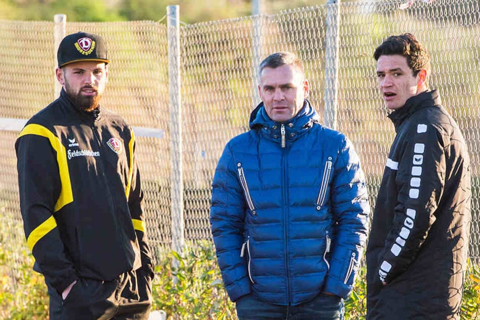 Haben sie sich verpokert? Innenverteidiger Giuliano Modica (li.) mit Berater Silvio Meißner (Mitte) und Niklas Landgraf.