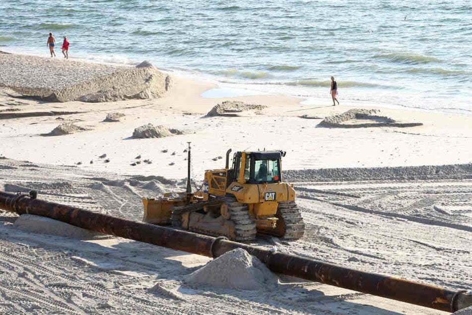 Der Strand in Kampen wird derzeit aufgespült.