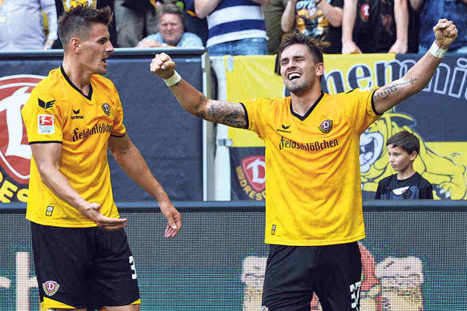 Hier jubeln Stefan Kutschke und "Paco Testroet" gemeinsam. Gegen St. Pauli darf nur einer von Beginn an stürmen.