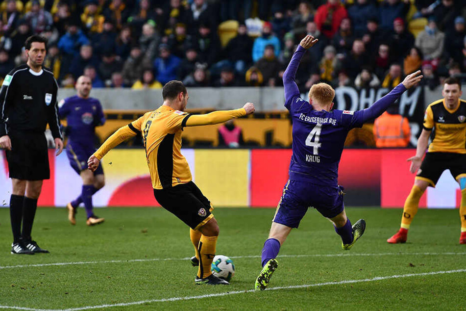 Rico Benatelli schoss im Dezember beim 4:0 der Dresdner gegen Aue den Treffer zum 2:0 vor der Pause. Das war damals die Vorentscheidung.