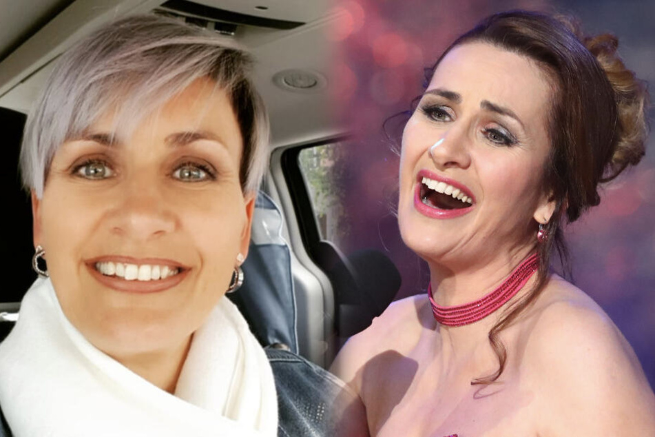 Géraldine Olivier mit neuer Frisur (l.) und bei einem Auftritt 2017 (r.) mit deutlich längeren Haaren.