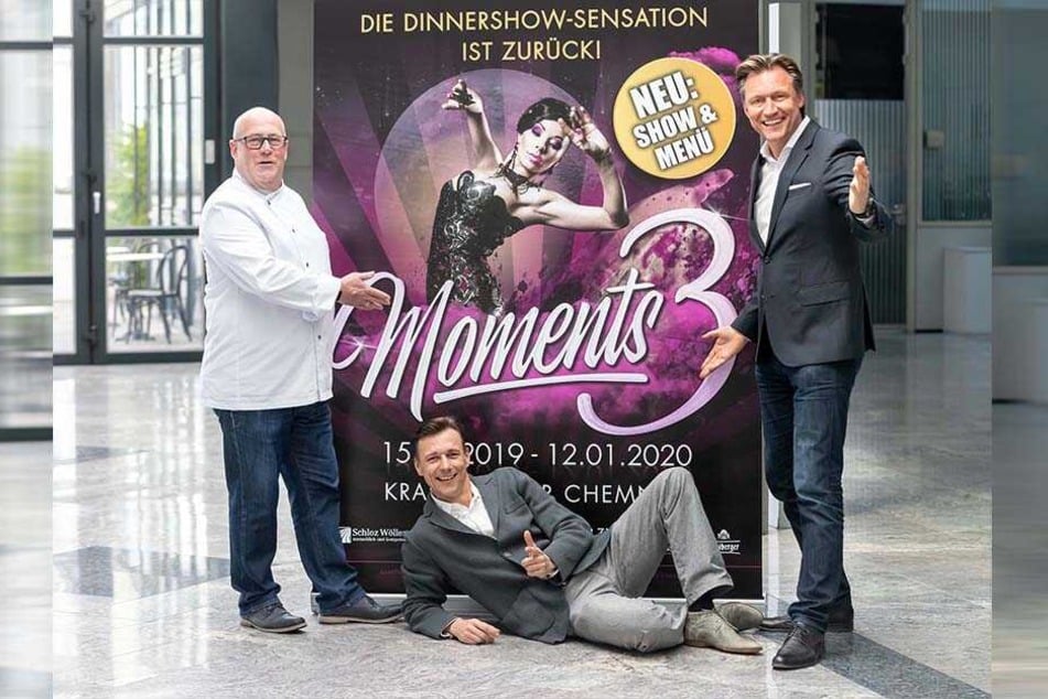 Küchenchef Andreas Kirsch (59, v.l.), der künstlerische Leiter Guido Gentzel (41) und Veranstalter Mirco Meinel (47) freuen sich auf "Moments 3".