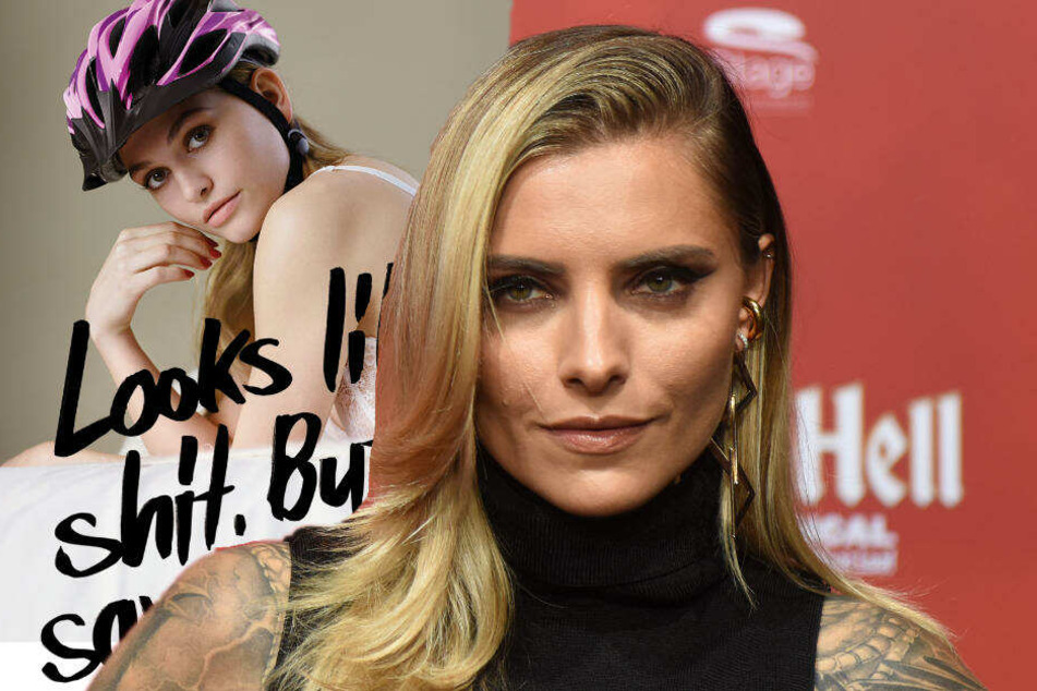 Sophia Thomalla findet die Fahrradhelm-Dessous-Kampagne gut. (Bildmontage)