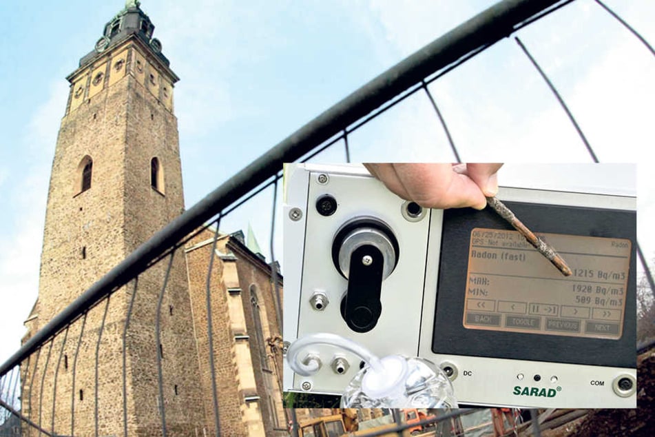 Die Kirche im nur etwa zehn Kilometer entfernten Schneeberg. Vor neun Jahren
wurden auch dort Radon-Messungen durchgeführt. Das Edelgas Radon ist radioaktiv. Dessen Zerfallsprodukte gelten als Auslöser
der „Schneeberg Krankheit“ - Lungenkrebs.