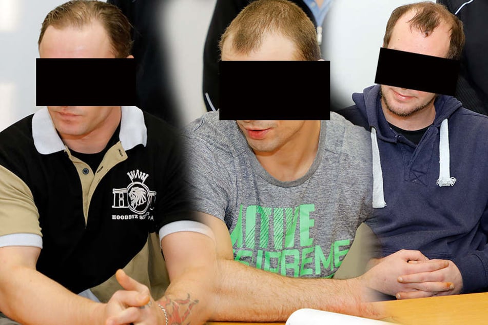 Ronny S., Michael M. und Steve R. am Montag vor dem Landgericht in Chemnitz.