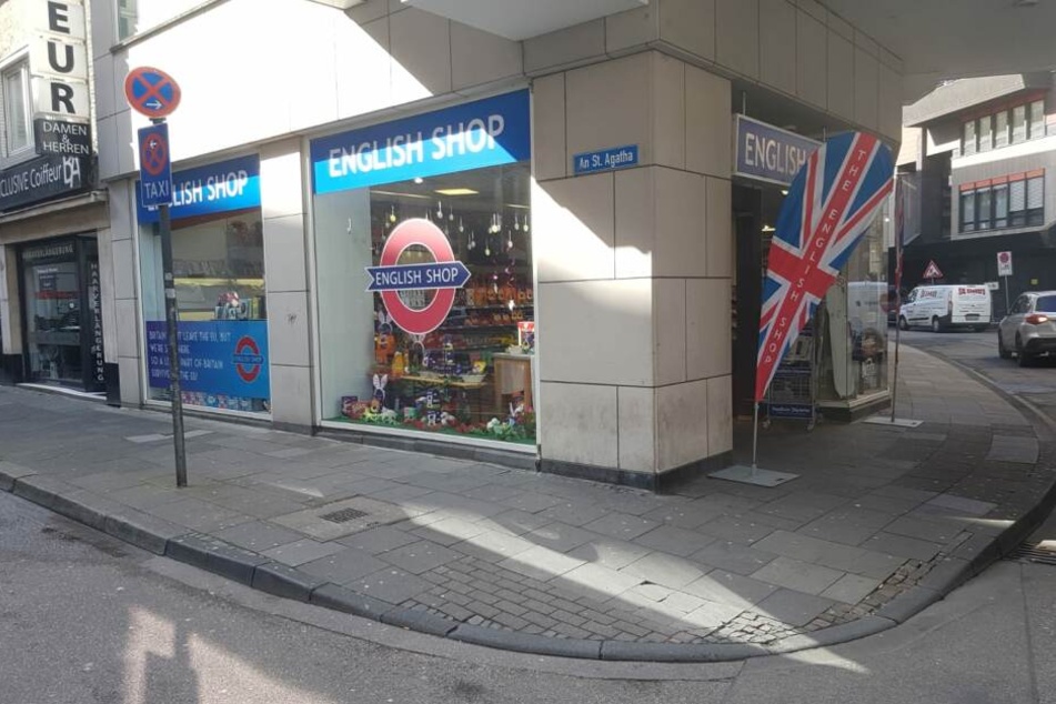 Der English-Shop in Köln an der Straße An St. Agatha 41 in der Nähe der Kölner Schildergasse.