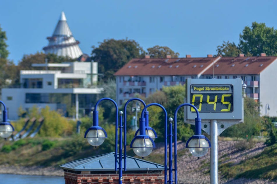 Im Bereich der Strombrücke in Magdeburg erreichte die Elbe einen neuen Tiefstand von 45 Zentimetern.